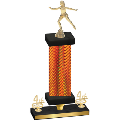 Premium Single Orange Carbon Fiber Fourth Place Skater Trophy