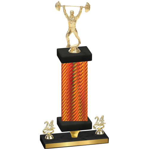 Premium Single Orange Carbon Fiber Year Weights Trophy