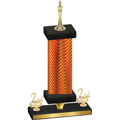 Premium Single Orange Carbon Fiber Second Place Chess Trophy