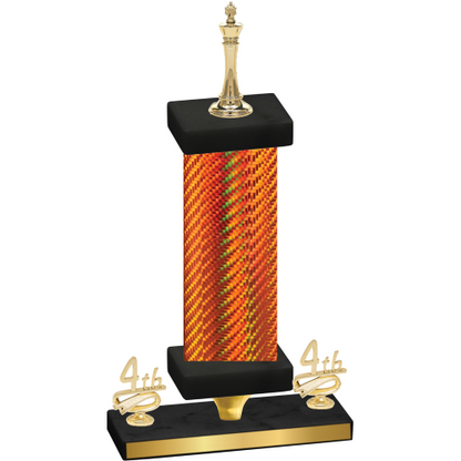 Premium Single Orange Carbon Fiber Fourth Place Chess Trophy