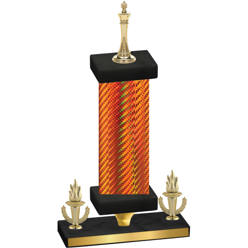 Premium Single Orange Carbon Fiber Victory Chess Trophy