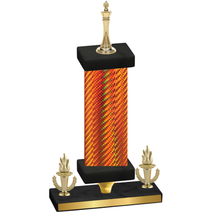 Premium Single Orange Carbon Fiber Victory Chess Trophy