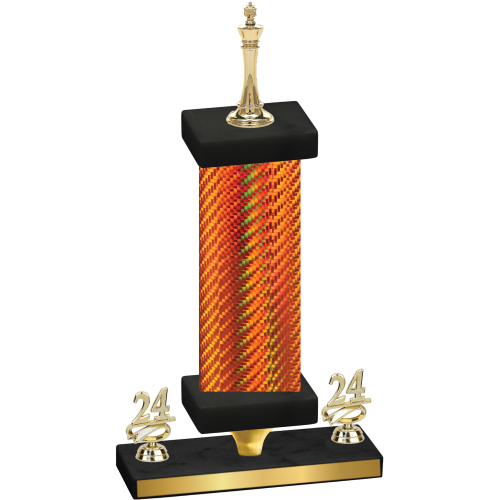 Premium Single Orange Carbon Fiber Year Chess Trophy