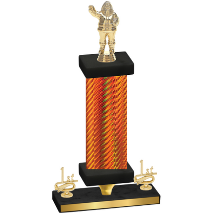 Premium Single Orange Carbon Fiber First Place Holiday Trophy