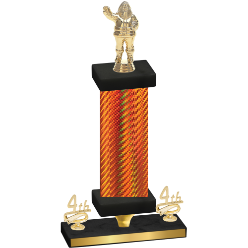 Premium Single Orange Carbon Fiber Fourth Place Holiday Trophy
