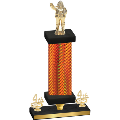 Premium Single Orange Carbon Fiber Fourth Place Holiday Trophy