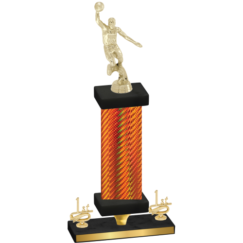 Premium Single Orange Carbon Fiber First Place Basketball Trophy