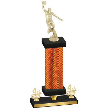 Premium Single Orange Carbon Fiber Fourth Place Basketball Trophy