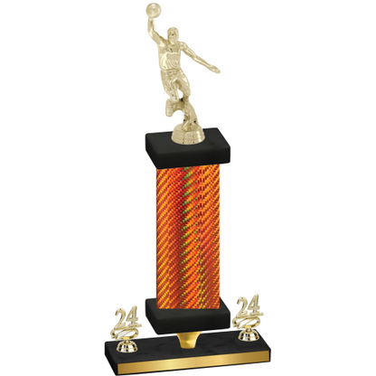 Premium Single Orange Carbon Fiber Year Basketball Trophy