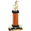 Premium Single Orange Carbon Fiber Second Place Flag Football Trophy
