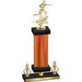 Premium Single Orange Carbon Fiber Victory Flag Football Trophy