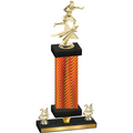 Premium Single Orange Carbon Fiber Year Flag Football Trophy