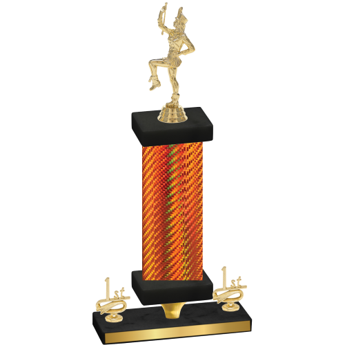 Premium Single Orange Carbon Fiber First Place Majorette Trophy