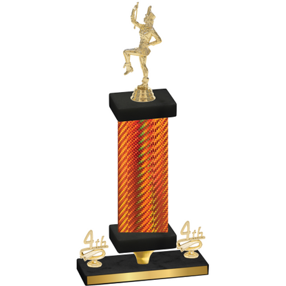 Premium Single Orange Carbon Fiber Fourth Place Majorette Trophy