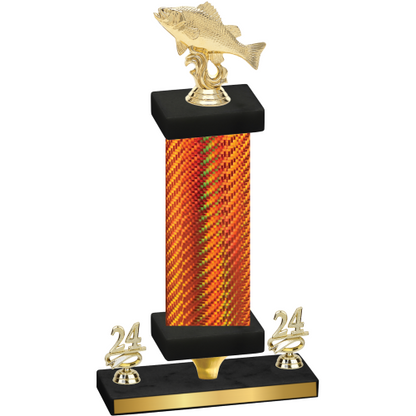 Premium Single Orange Carbon Fiber Year Fishing Trophy