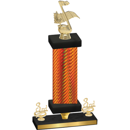 Premium Single Orange Carbon Fiber Third Place Music Trophy