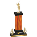 Premium Single Orange Carbon Fiber Victory Golf Trophy
