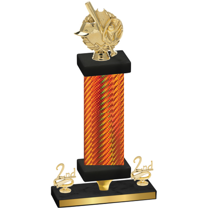 Premium Single Orange Carbon Fiber Second Place Baseball Trophy