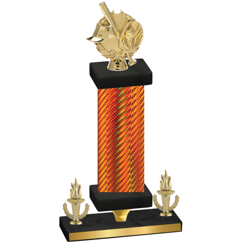 Premium Single Orange Carbon Fiber Victory Baseball Trophy