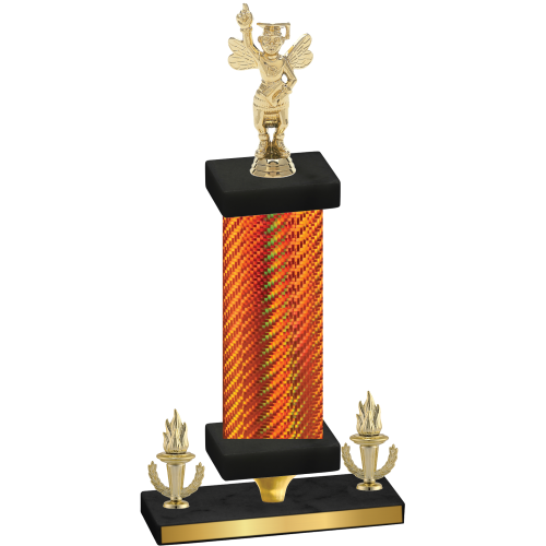 Premium Single Orange Carbon Fiber Victory Academics Trophy