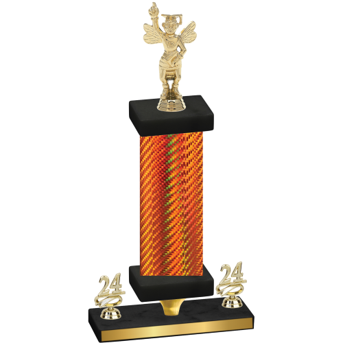 Premium Single Orange Carbon Fiber Year Academics Trophy