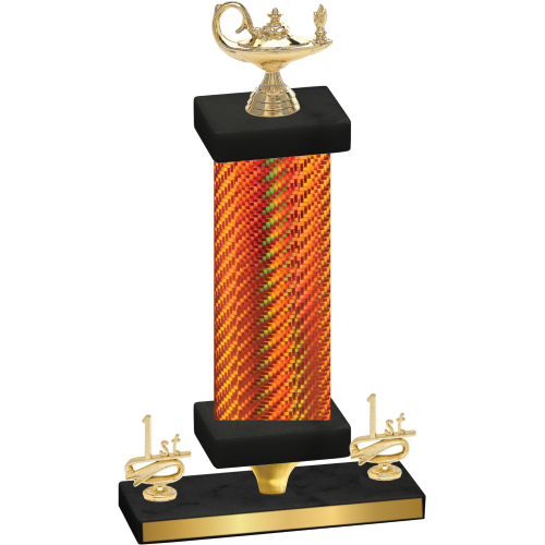 Premium Single Orange Carbon Fiber First Place Academics Trophy