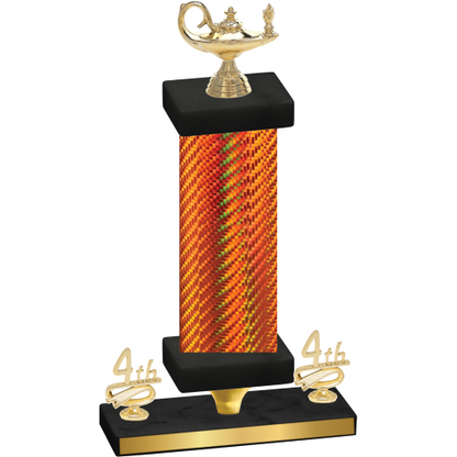 Premium Single Orange Carbon Fiber Fourth Place Academics Trophy