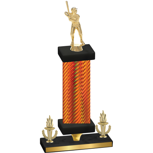 Premium Single Orange Carbon Fiber Victory Baseball Trophy