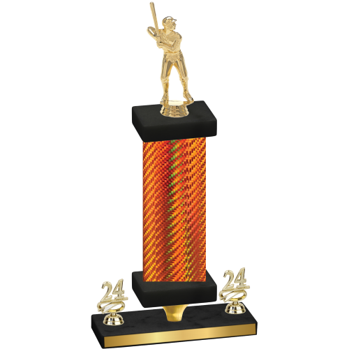 Premium Single Orange Carbon Fiber Year Baseball Trophy