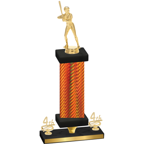Premium Single Orange Carbon Fiber Fourth Place Softball Trophy