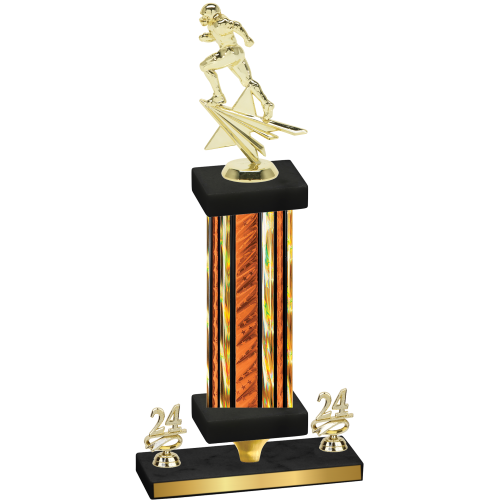 Premium Single Orange Glacier Year Football Trophy