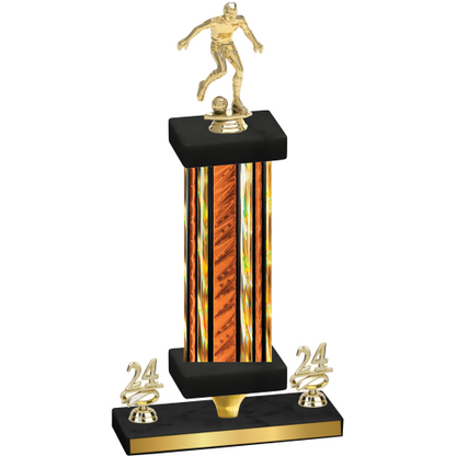 Premium Single Orange Glacier Year Soccer Trophy