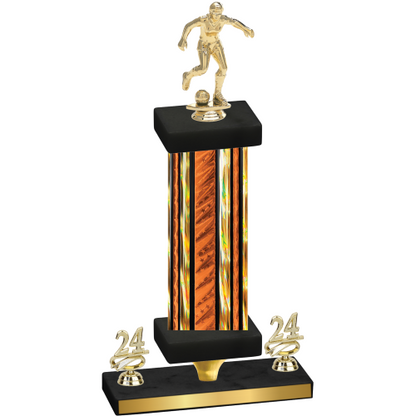 Premium Single Orange Glacier Year Soccer Trophy