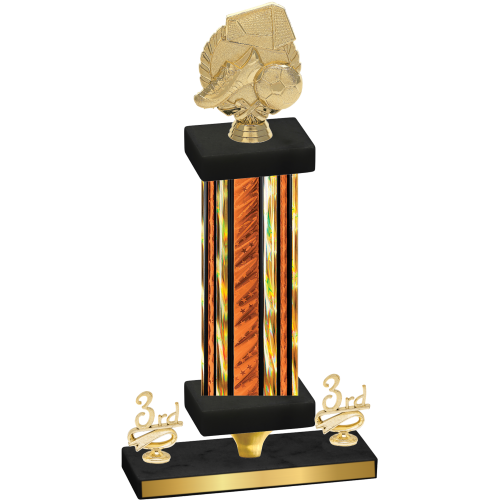 Premium Single Orange Glacier Third Place Soccer Trophy