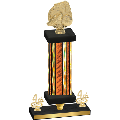 Premium Single Orange Glacier Fourth Place Soccer Trophy