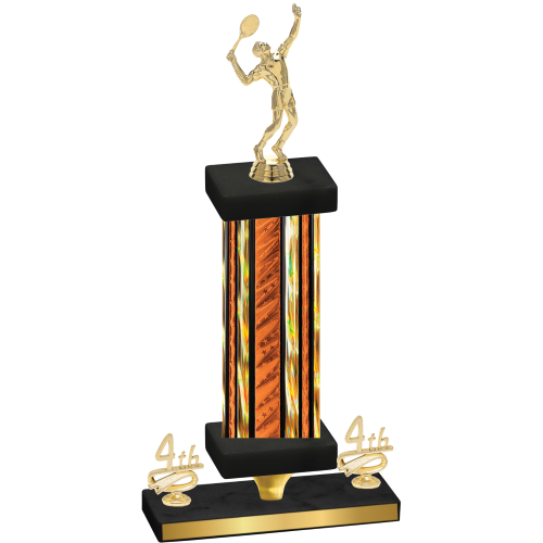 Premium Single Orange Glacier Fourth Place Tennis Trophy