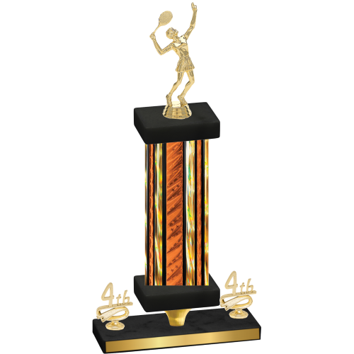 Premium Single Orange Glacier Fourth Place Tennis Trophy