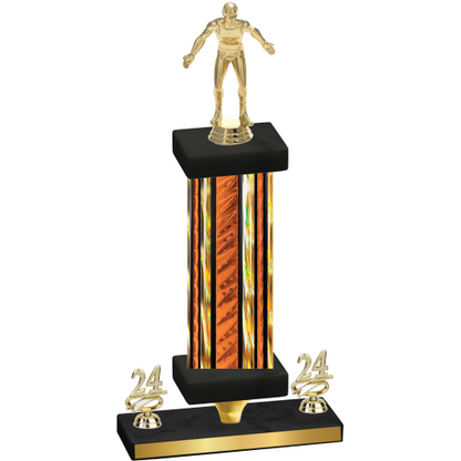 Premium Single Orange Glacier Year Wrestling Trophy