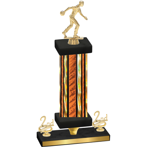 Premium Single Orange Glacier Second Place Bowling Trophy