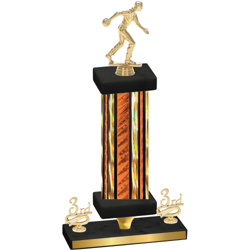 Premium Single Orange Glacier Third Place Bowling Trophy
