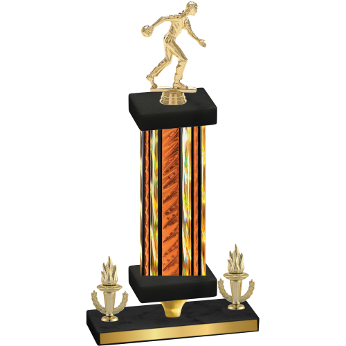 Premium Single Orange Glacier Victory Bowling Trophy