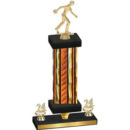 Premium Single Orange Glacier Year Bowling Trophy