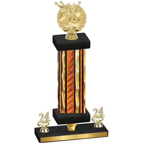 Premium Single Orange Glacier Year Bowling Trophy