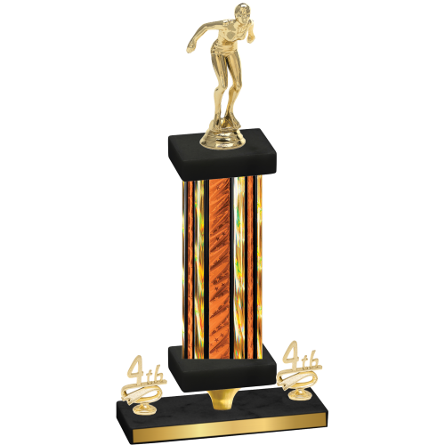 Premium Single Orange Glacier Fourth Place Tennis Trophy