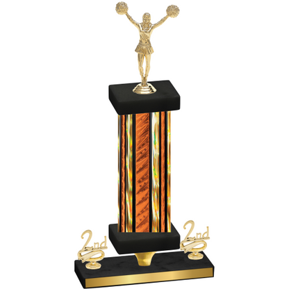 Premium Single Orange Glacier Second Place Cheerleading Trophy