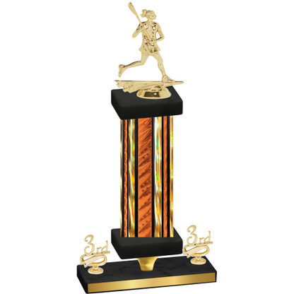 Premium Single Orange Glacier Third Place Lacrosse Trophy