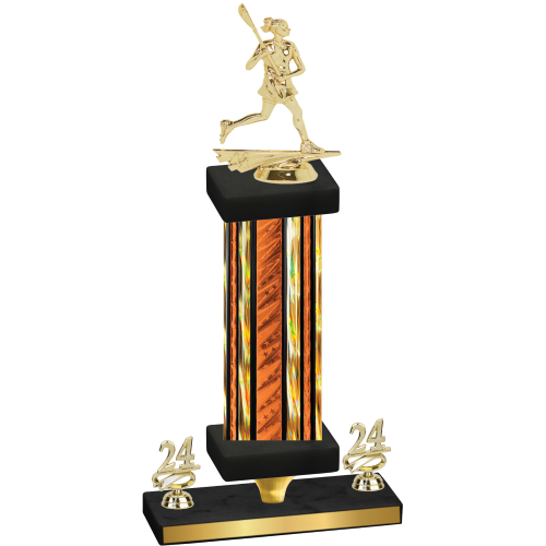 Premium Single Orange Glacier Year Lacrosse Trophy