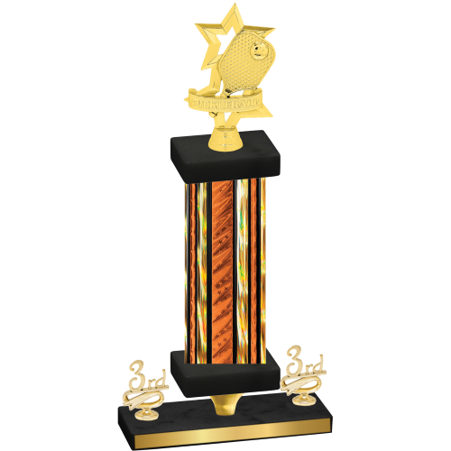 Premium Single Orange Glacier Third Place Pickleball Trophy