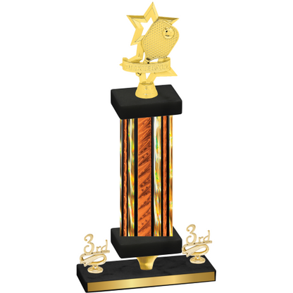 Premium Single Orange Glacier Third Place Pickleball Trophy