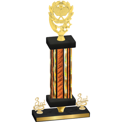Premium Single Orange Glacier Third Place Pickleball Trophy